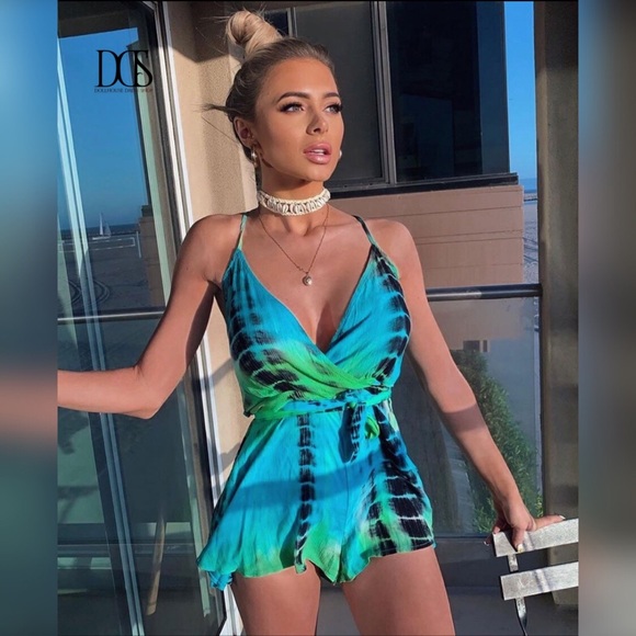 ❤️ Queen Of The Sea - Tie Dye Wrap Romper - Picture 5 of 8